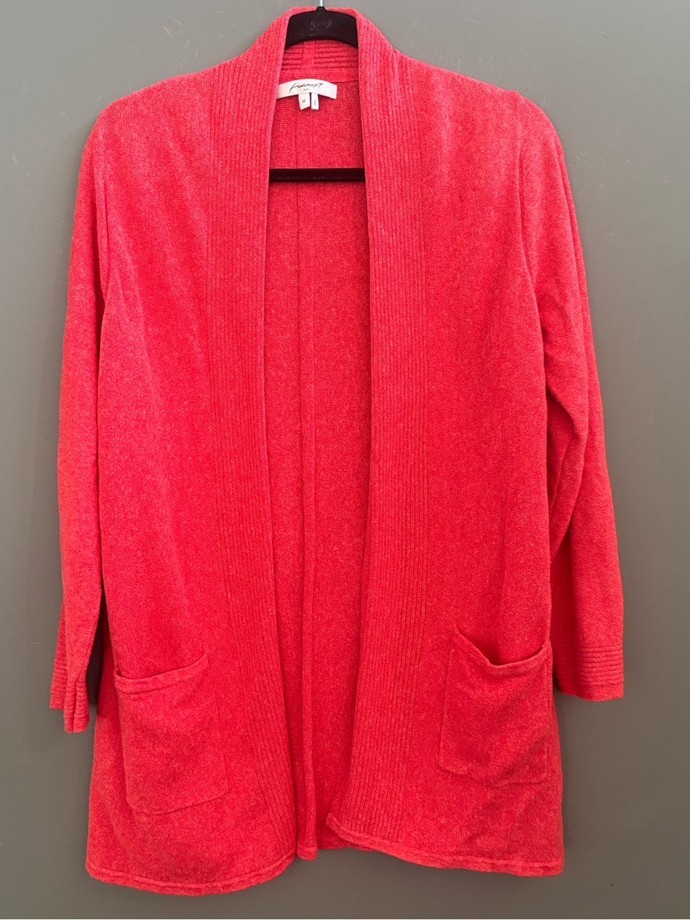 Foxcroft Open-Front Red Cardigan with Pockets